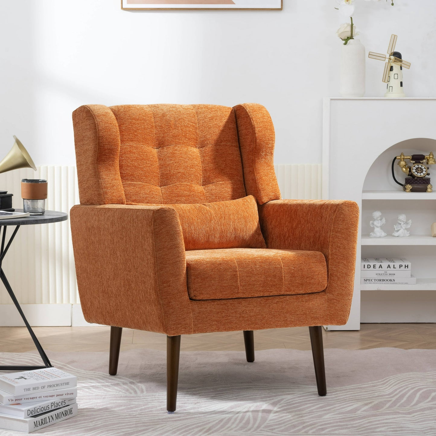 SESSLIFE Accent Chair, Midcentury Modern Living Room Chairs, Upholstered Sofa Armchair for Reading,Lounging, Living Room Bedroom Apartment(Avocado)