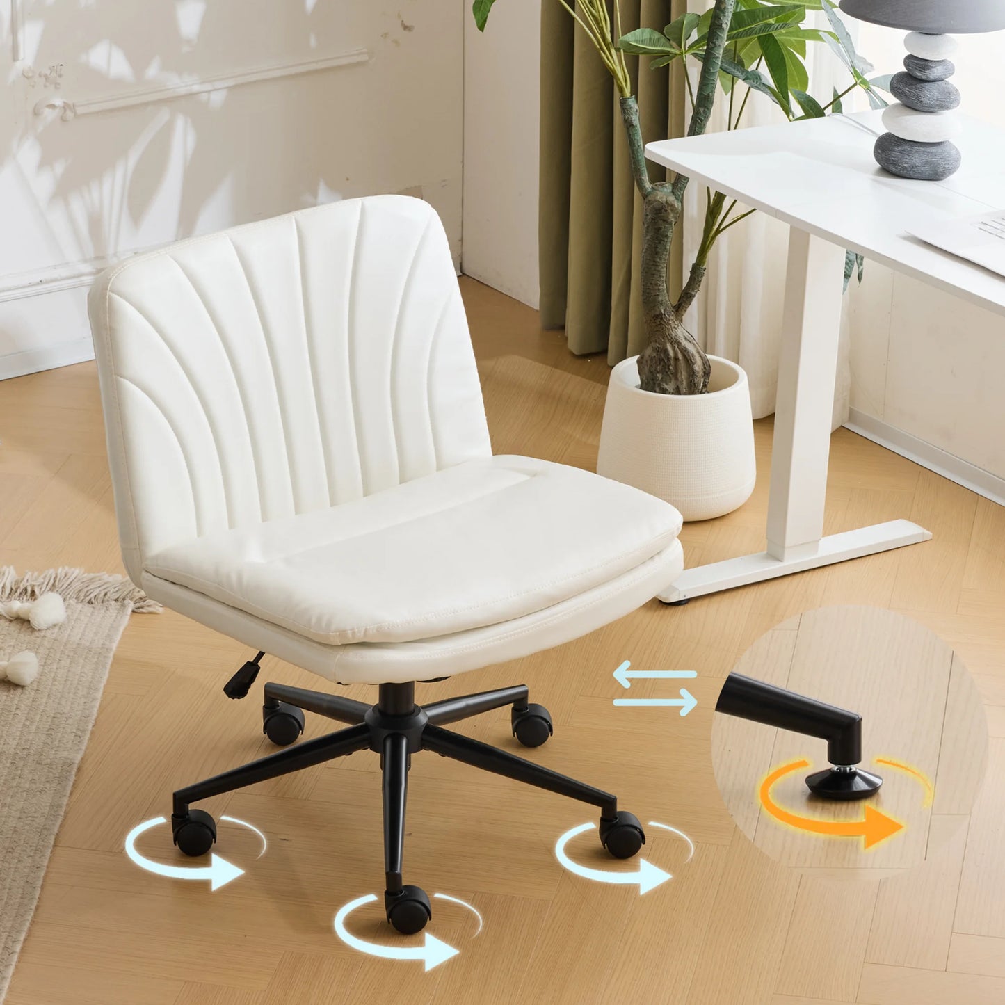 ENYOPRO Wide Armless Swivel Task Chair, Ergonomic Adjustable Chair, Comfy Desk Chair, Computer Rolling Chair for Home Office, Gray