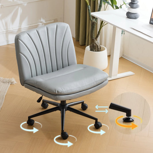 ENYOPRO Wide Armless Swivel Task Chair, Ergonomic Adjustable Chair, Comfy Desk Chair, Computer Rolling Chair for Home Office, Gray