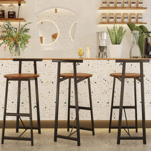 ENYOPRO Bar Chairs Set of 3, Counter Height Bar Chairs for Kitchen Counter, White Color Kitchen Chairs with Metal Legs, Bar Chairs for Restaurant, Coffee Shop