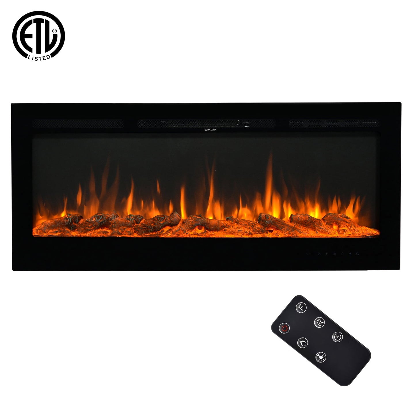 SESSLIFE Electric Fireplace Heater Insert, 50" Wall-Mounted and Recessed Electric Fireplace Heaters with Remote, Adjustable Flame Color and Temperature, 1500W