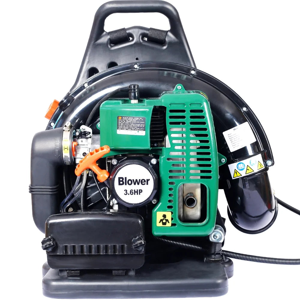 SESSLIFE Gas Leaf Blower, 63.3CC 2 Stroke Backpack Blower with Extension Tube, Adjustable Strap, Comfortable Handle, 750CFM Commercial Blower for Blowing Leaves/Snow Debris/Dust, Green