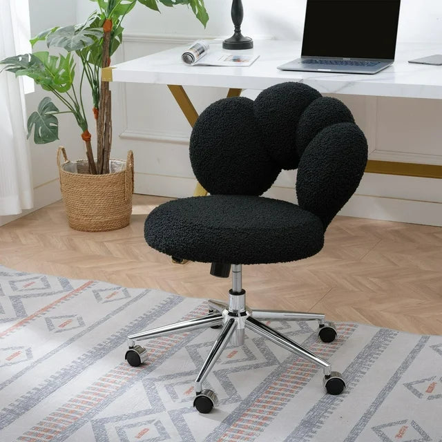 SESSLIFE Home Office Chair, Padded Seat Desk Chair, White Task Chair with Castors, Computer Chair for Work