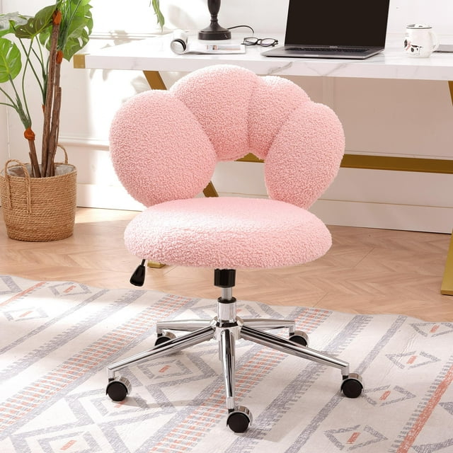 SESSLIFE Home Office Chair, Padded Seat Desk Chair, White Task Chair with Castors, Computer Chair for Work