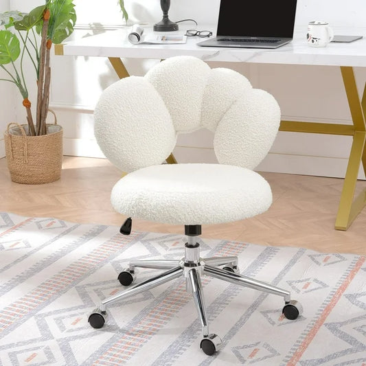 SESSLIFE Home Office Chair, Padded Seat Desk Chair, White Task Chair with Castors, Computer Chair for Work