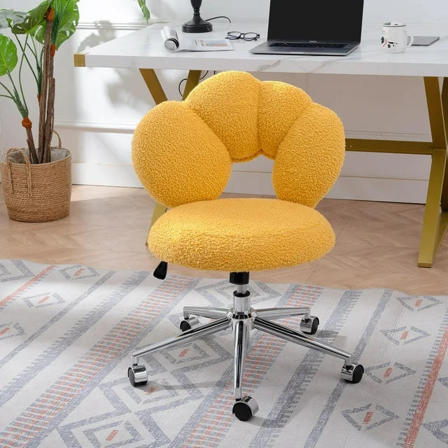 SESSLIFE Home Office Chair, Padded Seat Desk Chair, White Task Chair with Castors, Computer Chair for Work