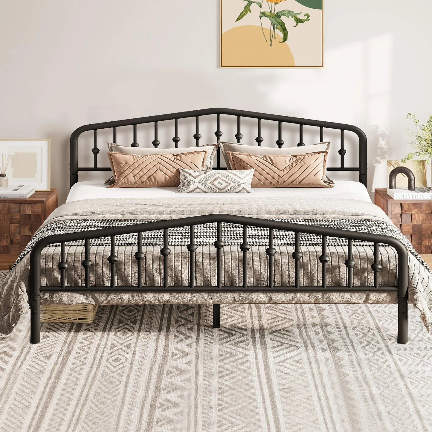 SESSLIFE Twin Metal Platform Bed, Modern Twin Bed Frame with Headboard and Footboard, No Need Box Spring, Strong Metal Slat Support, Easy Assembly, Black