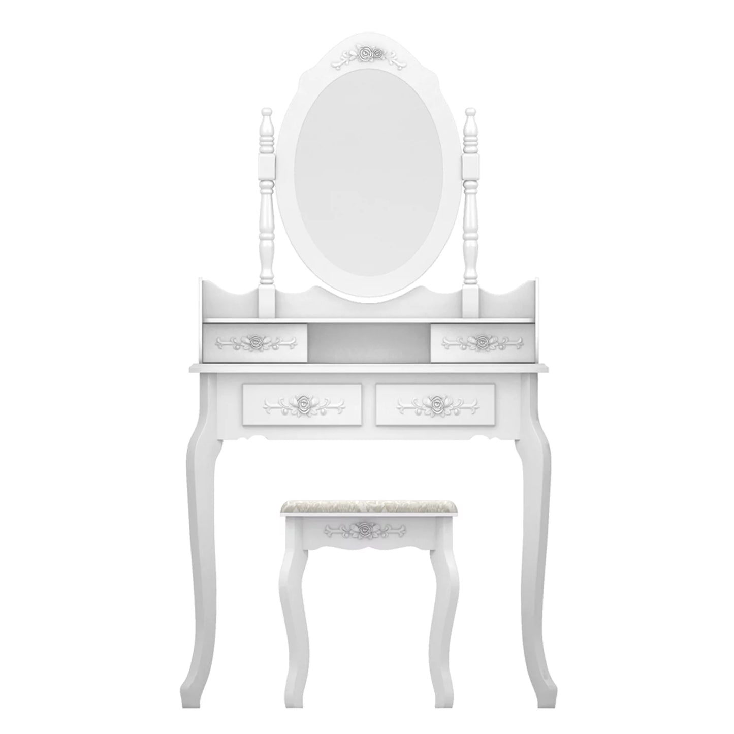 SESSLIFE Vanity Sets for Girls, White Vanity Play Set, Dressing Table Dresser Wooden Toy Makeup Vanity Table & Stool with 3 Foldable Mirror and a Drawer