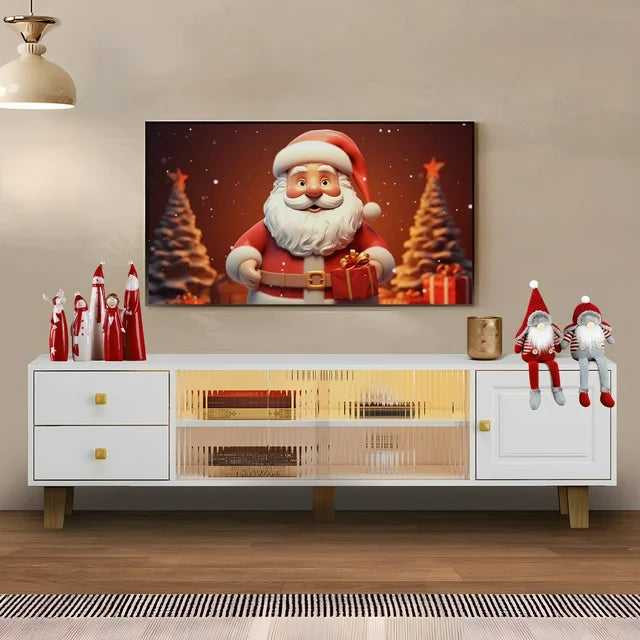 SESSLIFE TV Stand for 70 Inch TV, Large Television Stand with RGB LED Lights, Modern Wood Entertainment Center，TV Cabinet with Cabinet and Drawers, TV Cabinet for Living Room, Bedroom, White