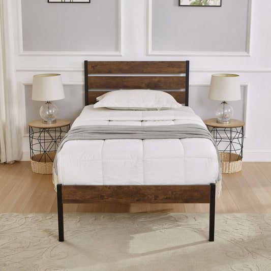 SESSLIFE Twin Metal Bed Frame, Black Platform with Vintage Headboard and Footboard, Sturdy Steel Slat Support, Iron Bed Frame for Bedroom