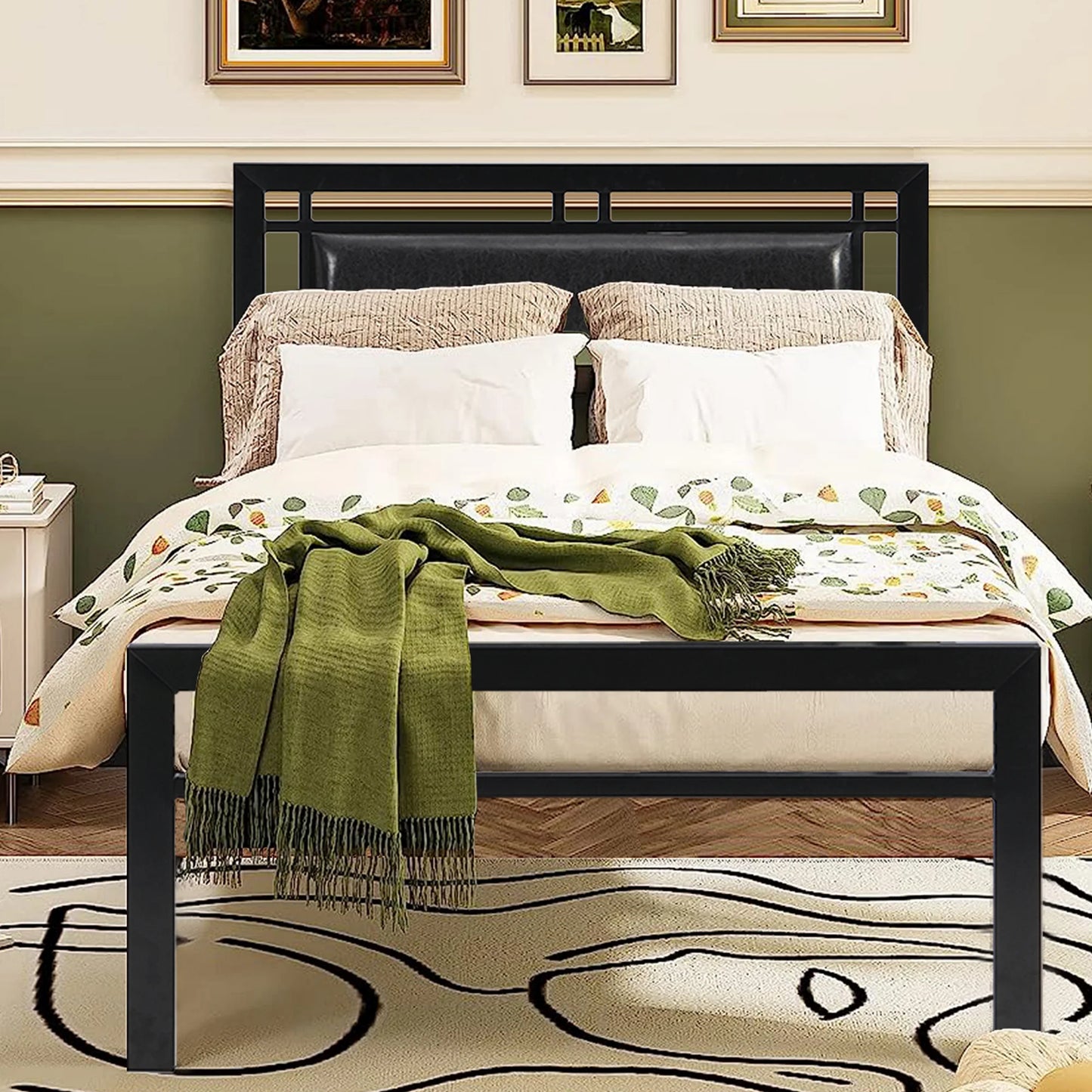 SESSLIFE Vintage Sturdy Twin Size Metal Bed Frame with Headboard and Footboard, Basic Bed Frame No Box Spring Needed (Twin, Black)