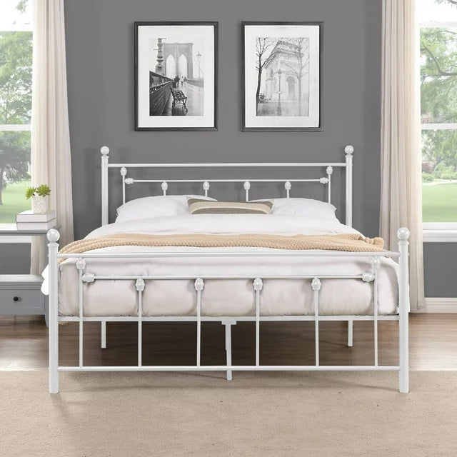 SESSLIFE Black Full Metal Bed Frame, High Metal Platform Bed w/ Wood Headboard, Adults Kids Modern Bed Frame, Mattress Foundation, No Box Spring Needed, Easy Assembly