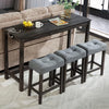 SESSLIFE 4 Piece Bar Table Set with Power Outlet, Counter Height Pub Table with Padded Stools, Behind the Couch Table Set for Living Room,Dining room, White & Grey