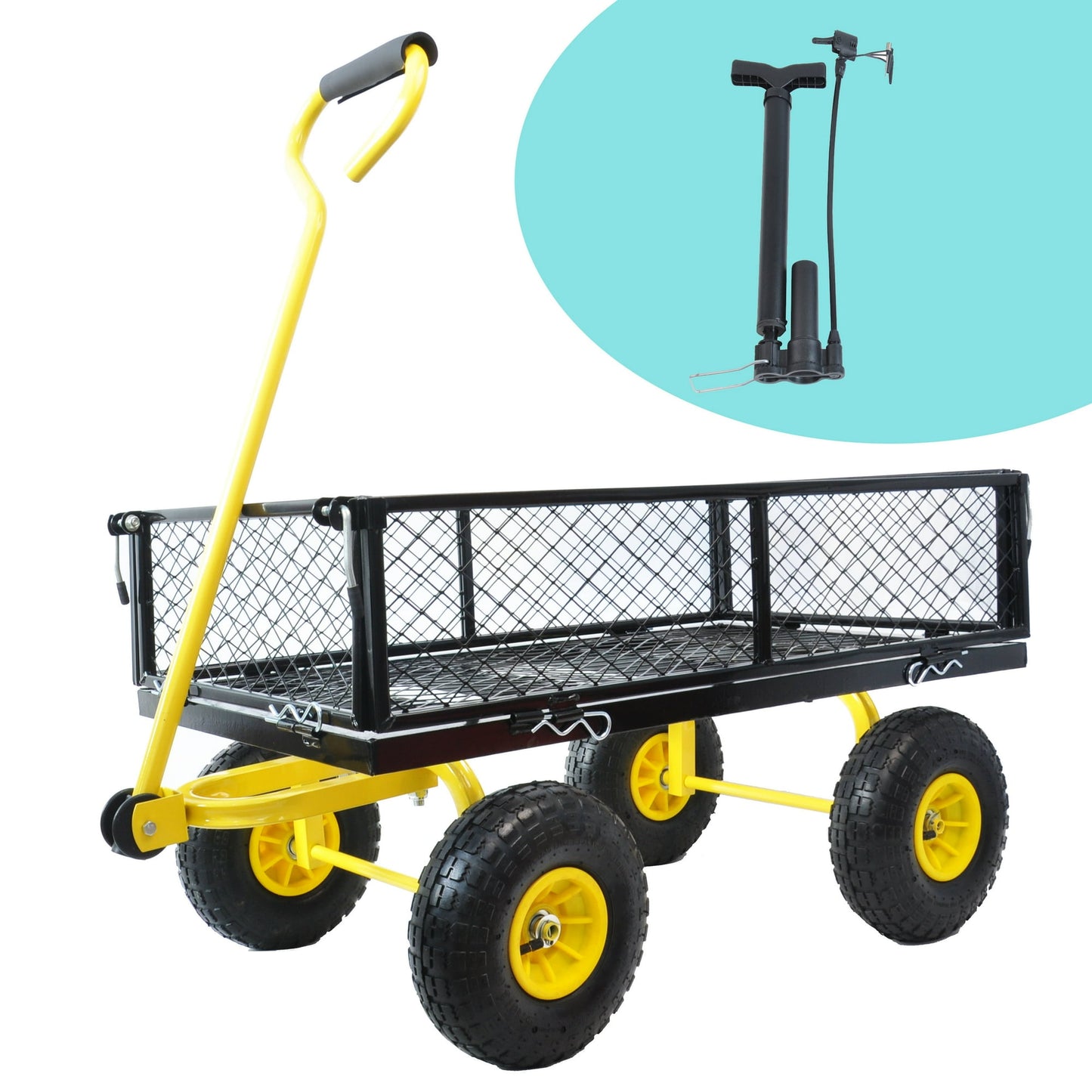 Sesslife 660lbs Collapsible Wagon, Beach Carts with Big Wheels, Heavy Duty Folding Utility Garden Wagon, Portable Grocery Cart, All Terrain Universal Wheels Wagon Cart, JA4056