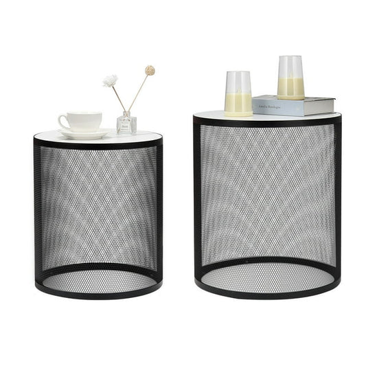 Sesslife Black Nightstand Set of 2, Solid Metal Furniture Bedside Table, Modern End Side Table, Versatile Nightstand for Bedroom Sofa Entryway
