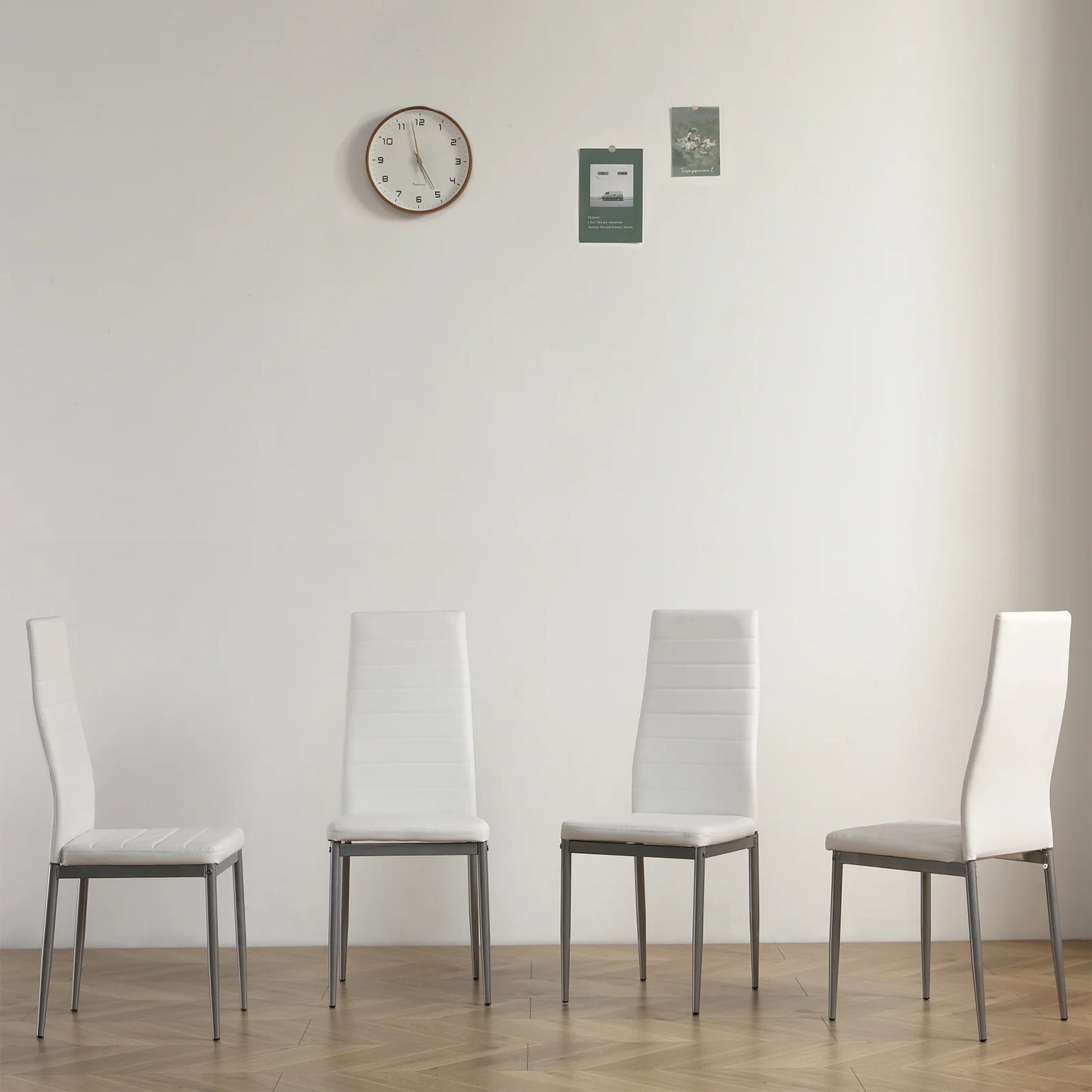 Sesslife Dining Chairs Set of 4, White Dining Room Leather Chairs, Dining Side Chairs for Home Kitchen Living Room