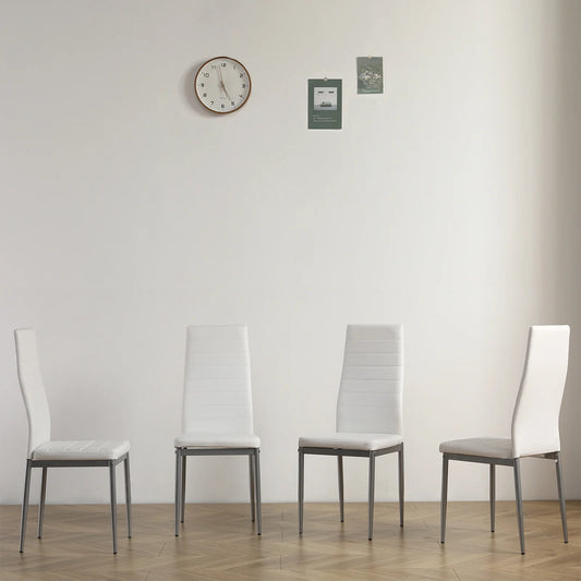 Sesslife Dining Chairs Set of 4, White Dining Room Leather Chairs, Dining Side Chairs for Home Kitchen Living Room