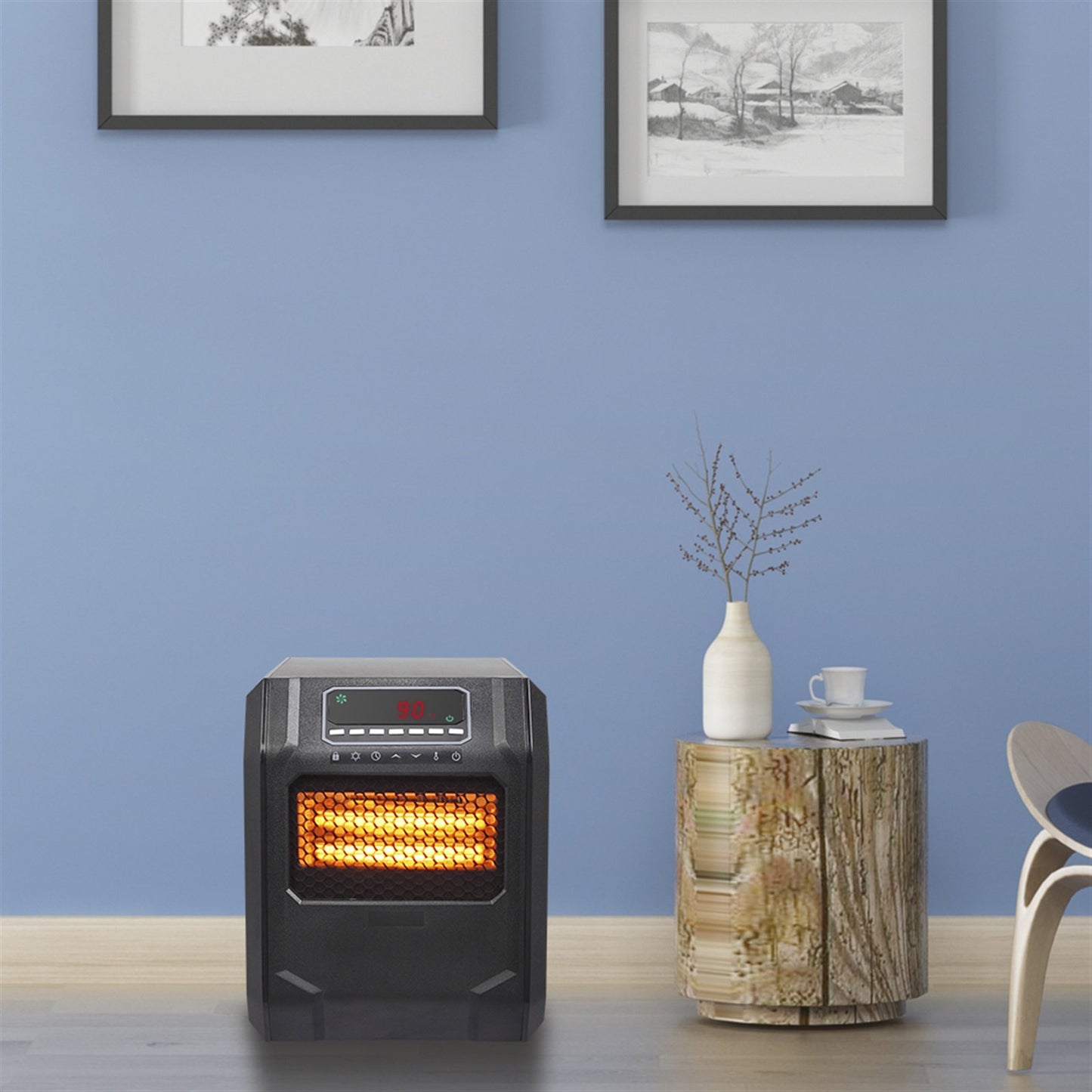 Sesslife Electric Fireplace Heater Stove with Remote Control, Freestanding Electric Stove Heater with Shutoff Safety Protection, Child Safety Lock, Timer and ETL Certified for Home Bedroom, Black
