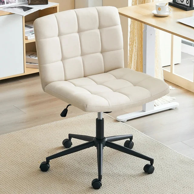 Sesslife Ergonomic Office Chair with Castors, Home Office Desk Chairs, Elegant Swivel Task Chair for Living Room, Bedroom,White