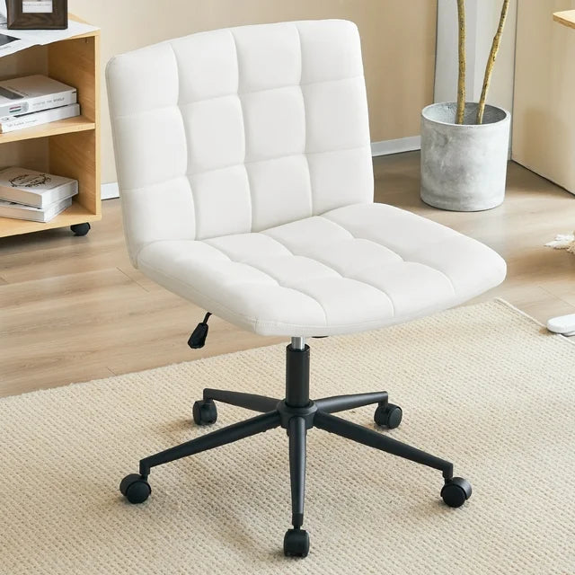 Sesslife Ergonomic Office Chair with Castors, Home Office Desk Chairs, Elegant Swivel Task Chair for Living Room, Bedroom,White