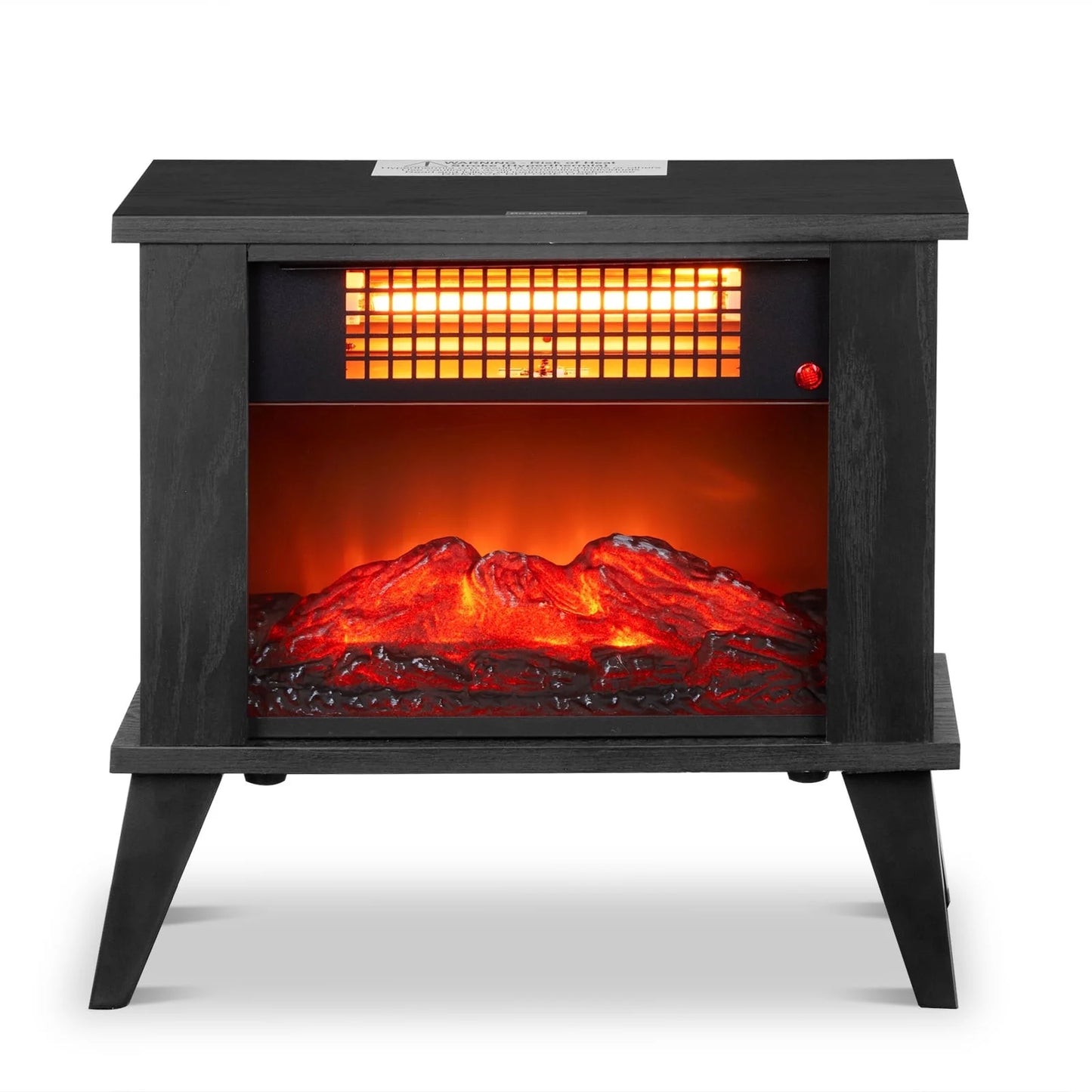 Sesslife Fireplace Stove Heater with 3D Realistic Flame, Freestanding Wooden 15" Electric Fireplace Heater with Overheating Safety Protection, Electric Heater for Indoor Bedroom Office Home, Black