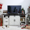SESSLIFE Fireplace TV Stand for 60 Inch TV, TV Console with 23''Electric Fireplace, Console Entertainment Center Television Table for Living Room or Bedroom, White+Black