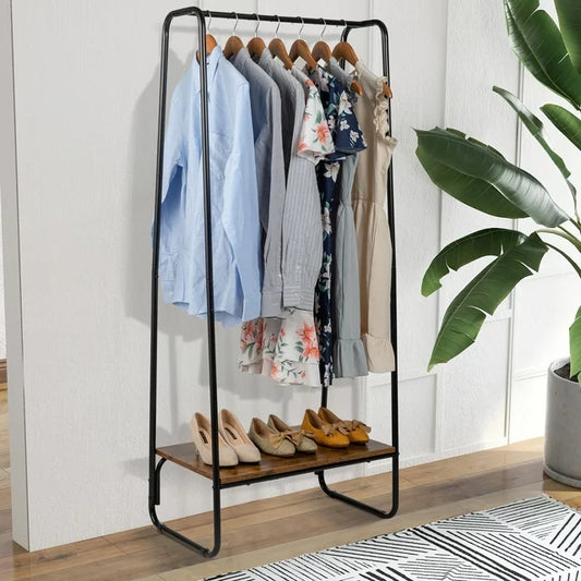 Sesslife Free-Standing Closet Organizer, Heavy Duty Clothes Closet with Shelves, Black Metal Frame