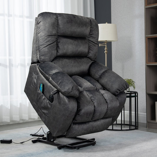Sesslife Power Lift Recliner Chair with Heat and Vibration Massage for Elderly, Electric Recliners for Living Room Bedroom, Single Sofa Chair Ergonomic Fabric Lounge Chair with Side Pockets, Brown