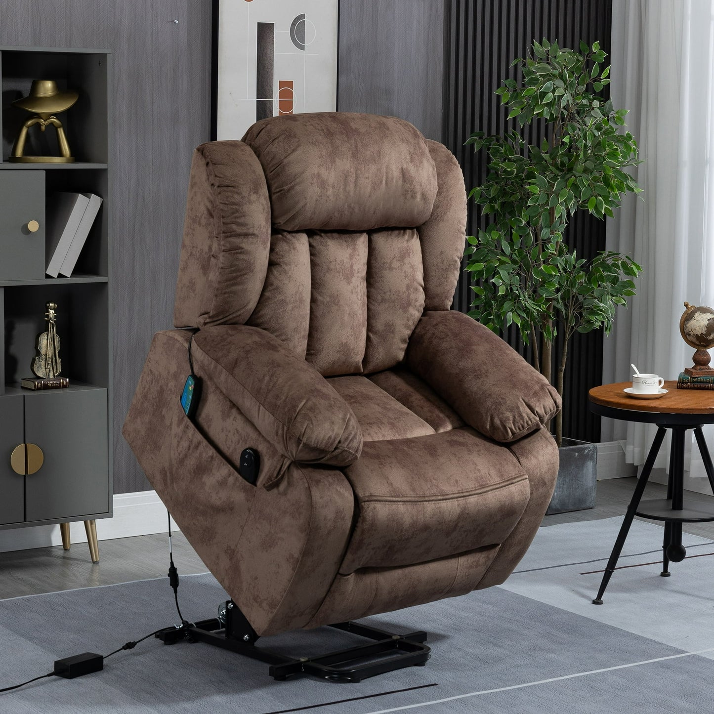 Sesslife Power Lift Recliner Chair Recliners for Elderly with Heat and Massage Function, Heavy Duty Electric Ergonomic Lounge Chair with USB Charge Port and Side Pocket for Living Room Bedroom, Brown