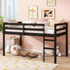 Sesslife Twin Loft Bed with Ladder, Solid Wood Bed Frame with Strong Wood Slats Support, Large Under Bed Storage, Low Loft Bed with Long Safety Guardrail for Boys Girls, No Box Spring Needed, Black