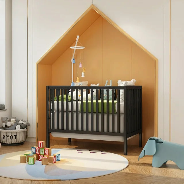 Sesslife 5-In-1 Convertible Crib, Baby Bed, Converts from Baby Crib to Toddler Bed, Fits Standard Full-Size Crib Mattress ,Easy to Assemble(White)
