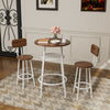 UHOMEPRO Bar Table Set for 2, Industrial Counter Height Pub Table Set, 3 Piece Pub Table and Chairs with Backrest and Storage Shelf for Kitchen Apartment, Strong Metal Frame Support, Brown+White