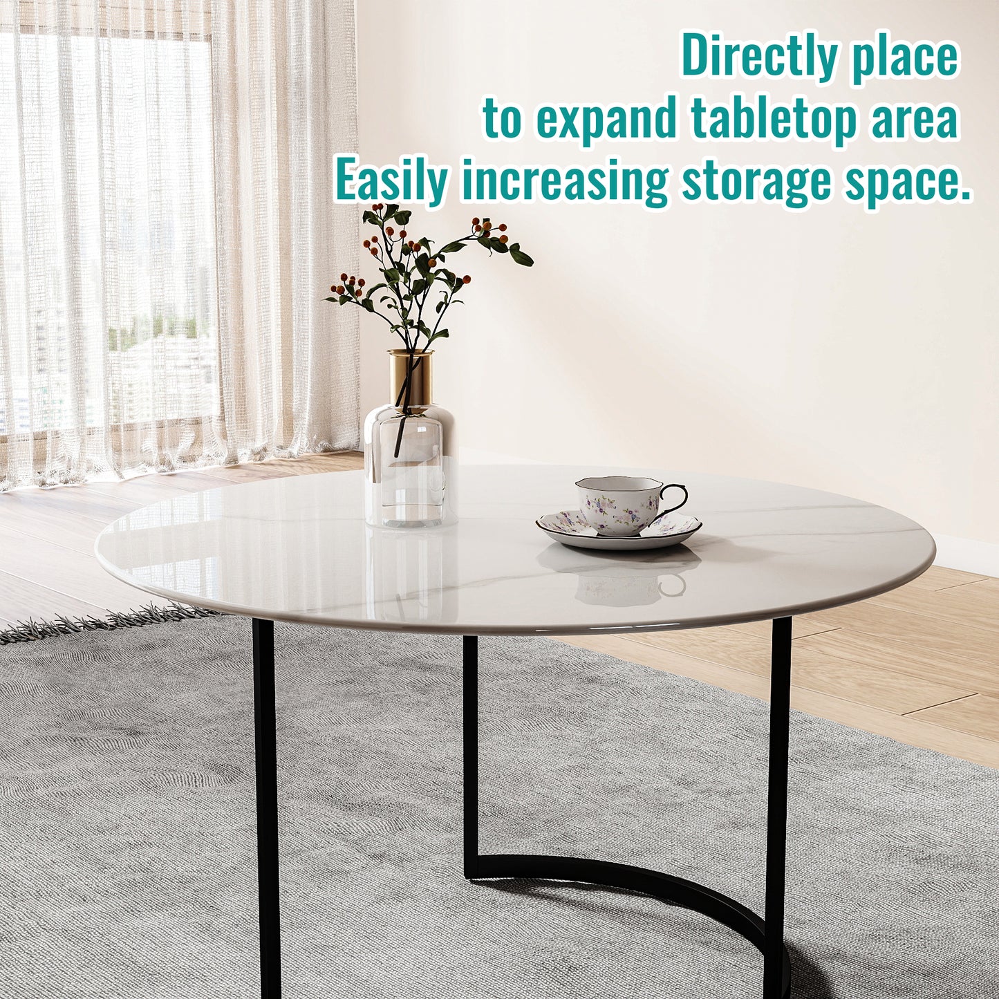 SESSLIFE 30" Round Tempered Glass Table Top with Marble Design, Premium Strong Load Bearing, Heat Resistant Glass Table Top Replacement for Dining Table, Coffee Table, Patio