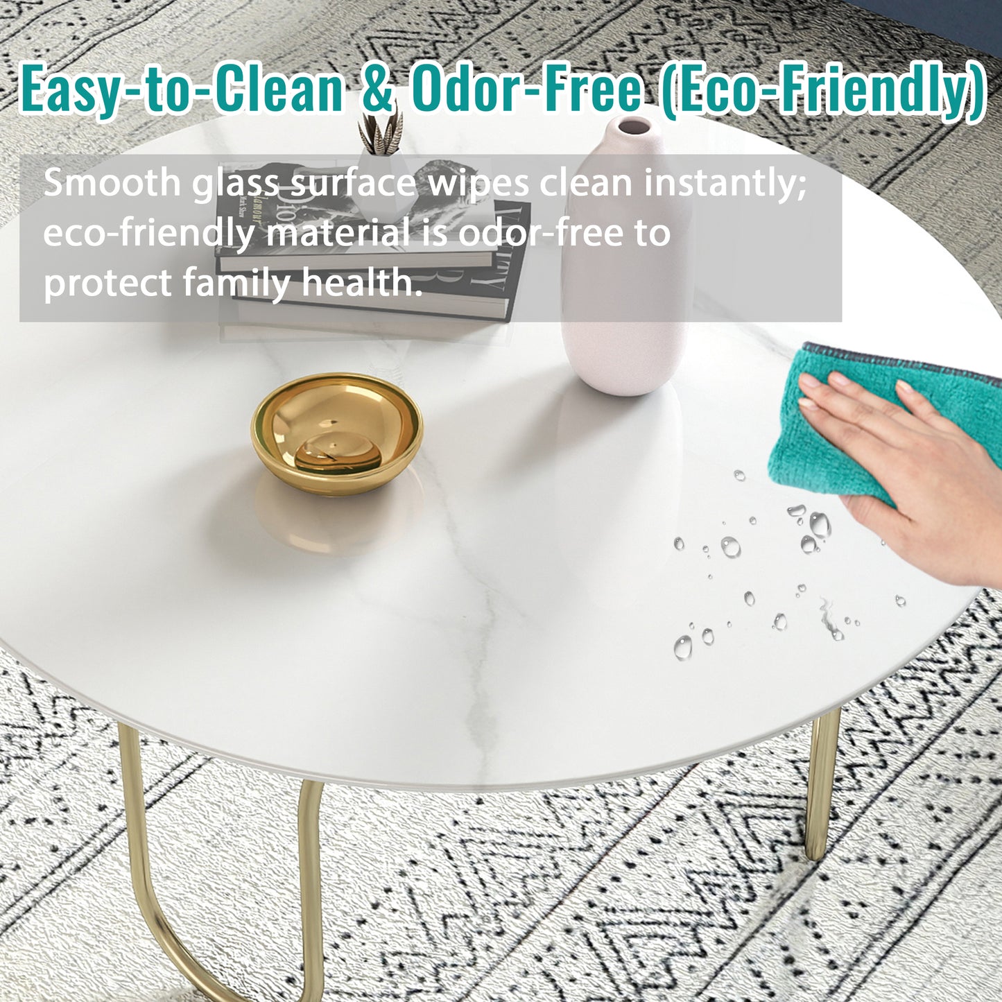 SESSLIFE 30" Round Tempered Glass Table Top with Marble Design, Premium Strong Load Bearing, Heat Resistant Glass Table Top Replacement for Dining Table, Coffee Table, Patio