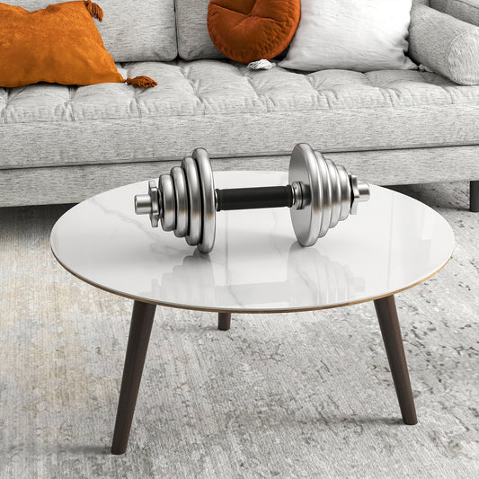 SESSLIFE 30" Round Tempered Glass Table Top with Marble Design, Premium Strong Load Bearing, Heat Resistant Glass Table Top Replacement for Dining Table, Coffee Table, Patio