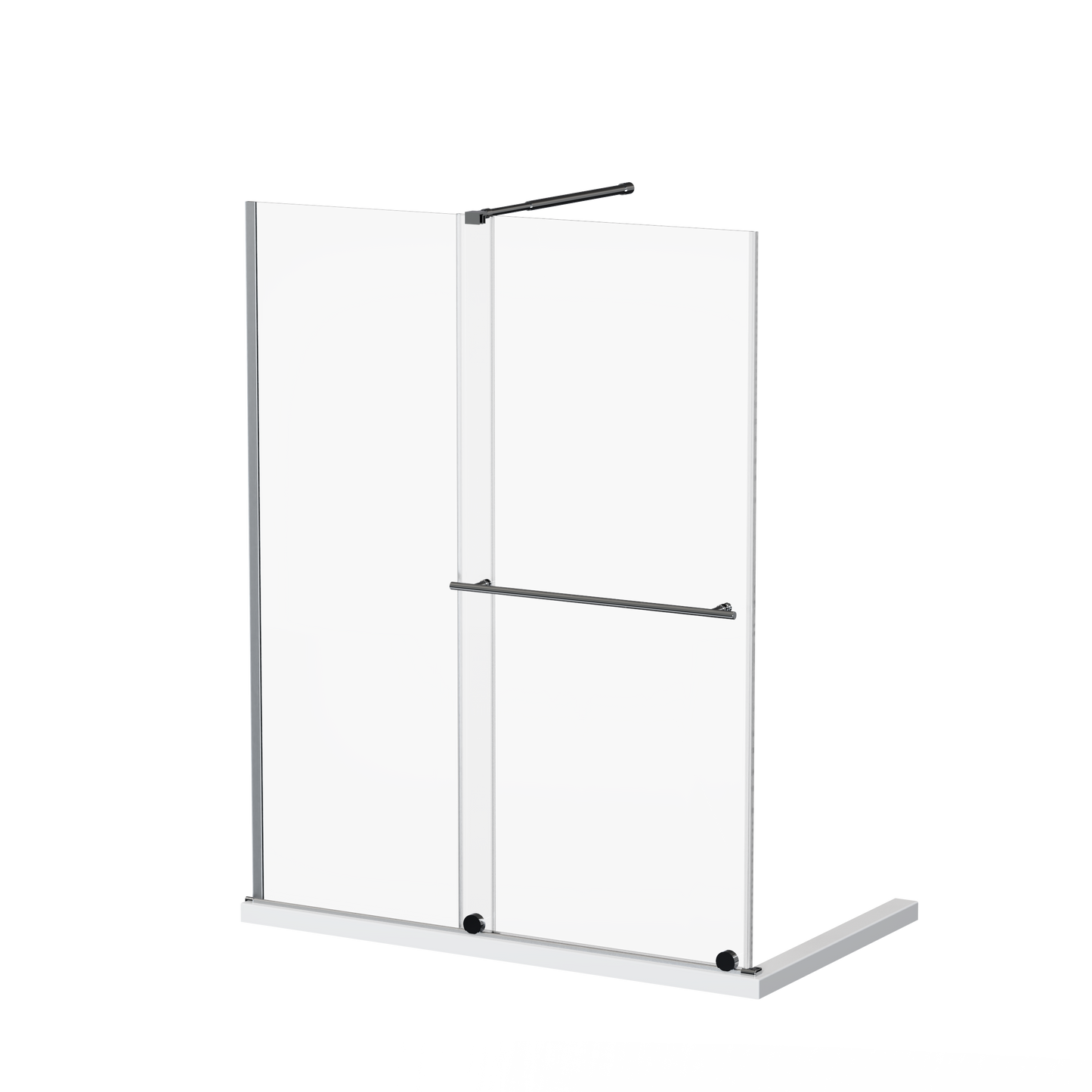 SESSLIFE 60x72 inch Frameless Sliding Shower Door, 1/4" Tempered Glass with Adjustable Aluminum Rail, Chrome Stainless Steel Handle and Zinc Alloy Rollers, Reversible Bathroom Tub Door