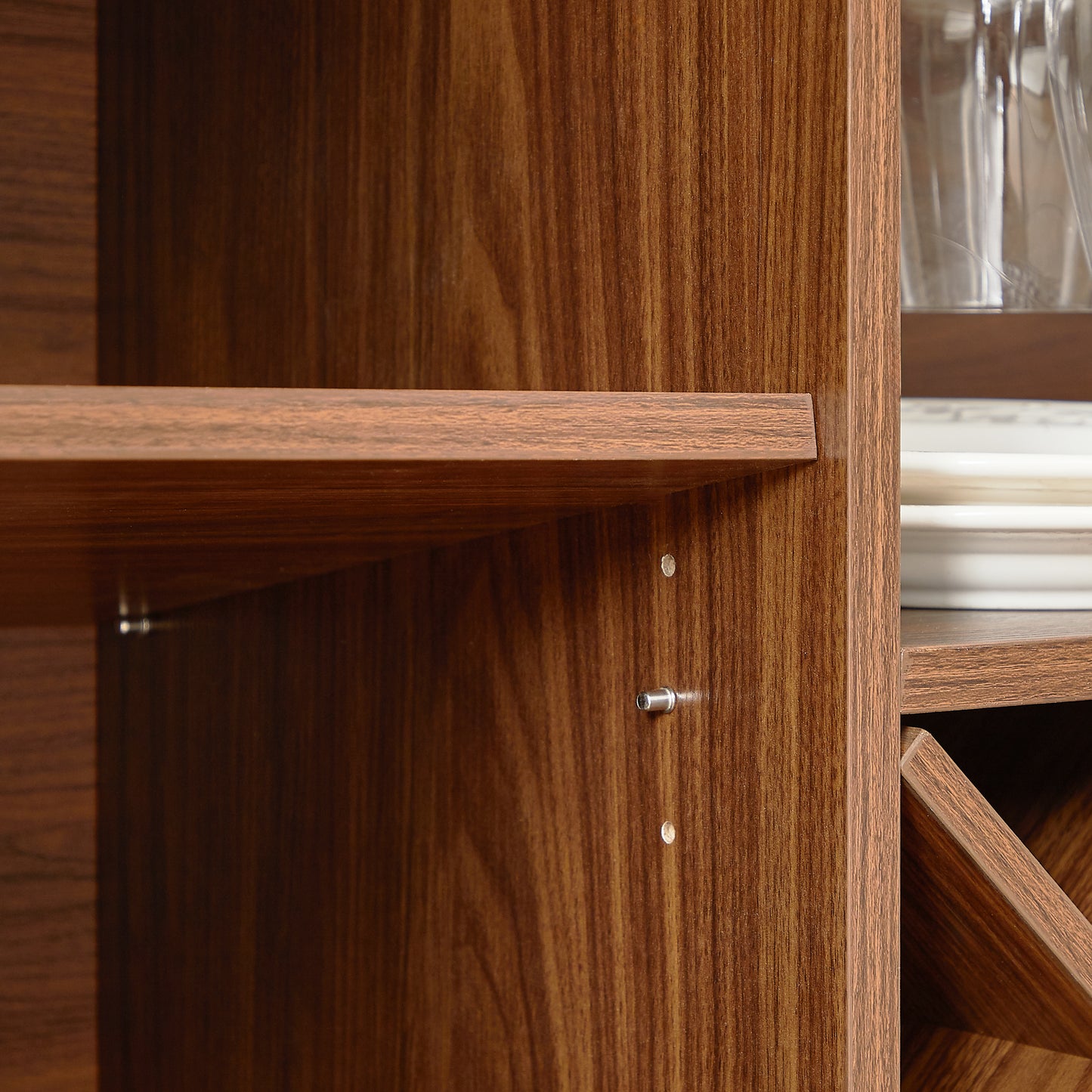 SESSLIFE 58" Modern Sideboard Cabinet with Wavy Curved Doors, Walnut Buffet Cabinet with Wine Rack Glass Holder and Adjustable Shelves, Coffee Bar Storage for Kitchen Dining Room