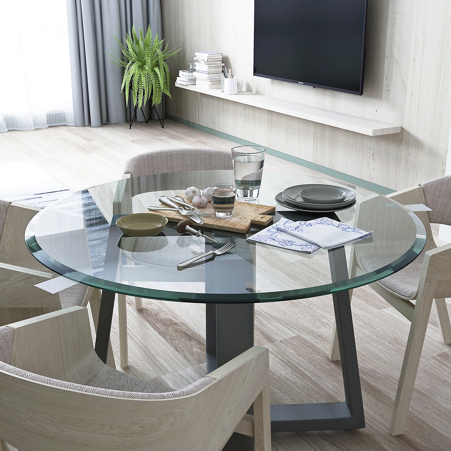 SESSLIFE 36 Inch Round Tempered Glass Table Top, 1/4" Thick Clear Safety Glass with Polished Edge for Dining Table, Patio, Coffee Table, Indoor Outdoor Use, Replacement Glass Top