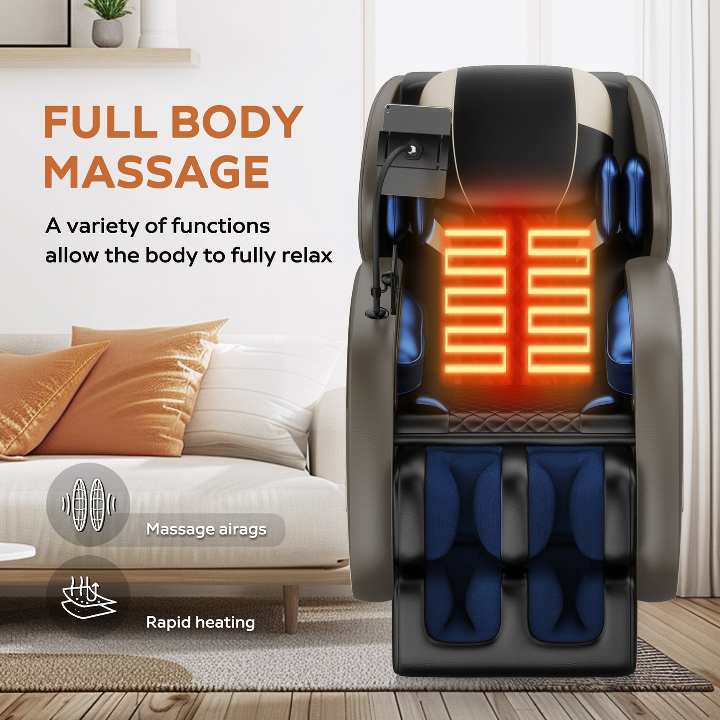 Full Body Massage Chair, SESSLIFE Zero Gravity Shiatsu Recliner Electric Massage Chair with Air Pressure, Heating, Airbag, Bluetooth, Foot Rollers, Portable Stand for Relaxation, Grey