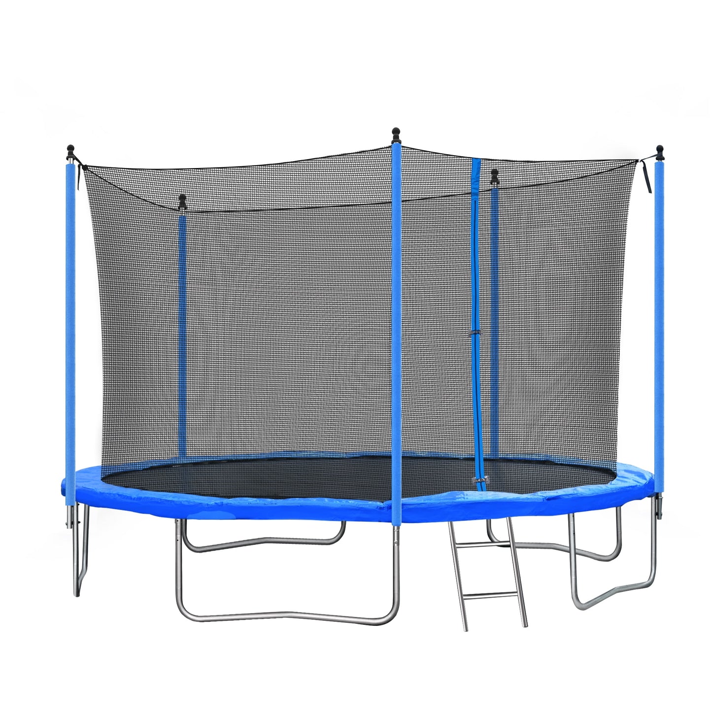 14FT Trampoline with Enclosure, Upgraded Kids Trampoline with Basketball Hoop and Non-slip Ladder