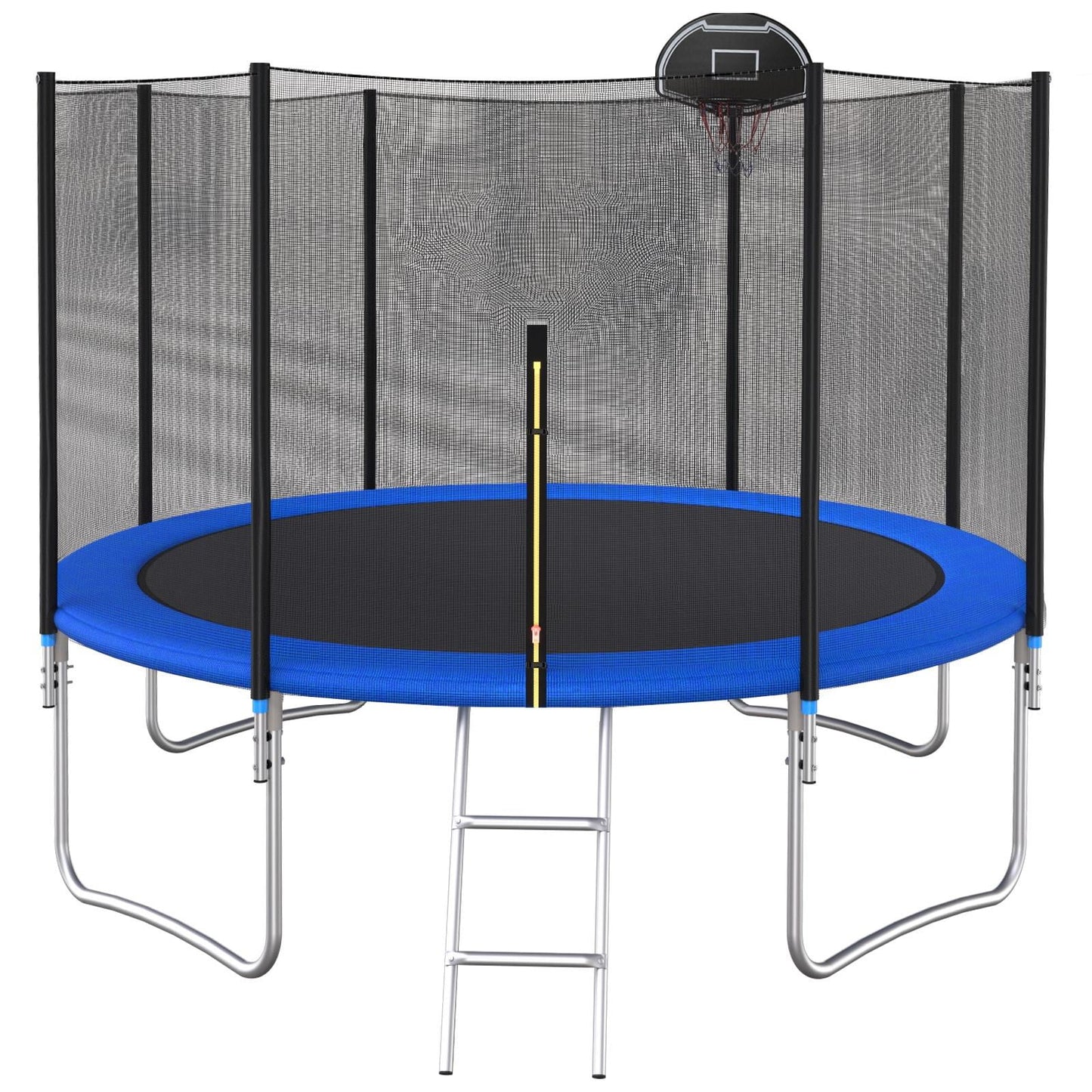 Trampoline with Enclosure, 14FT Trampoline with Non-slip Ladder, Backyard Patio Family Outdoor Recreational Trampoline, Including All Accessories