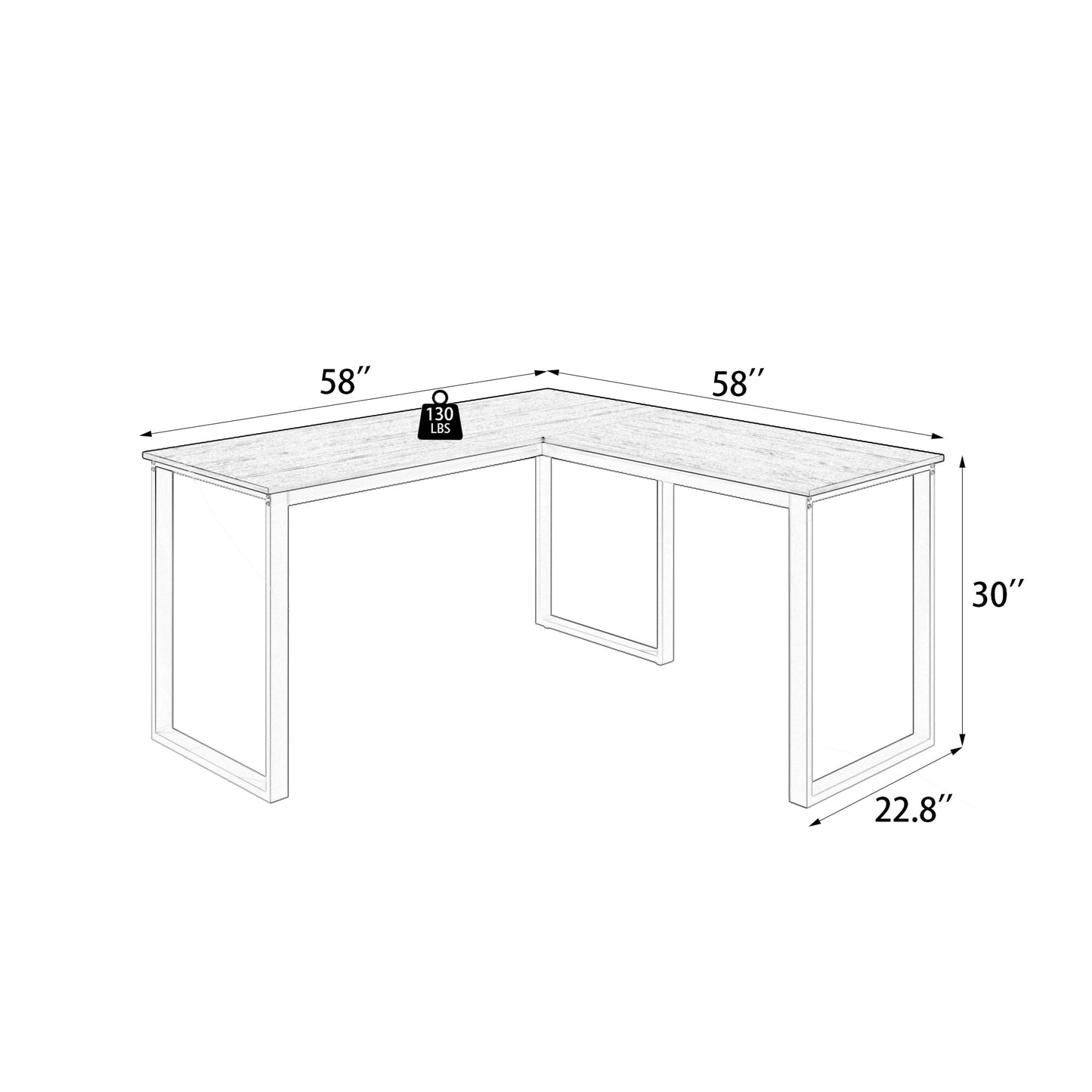 58" L Shaped Gaming Desk, Modern Style Computer Desk for Home Office, Beige Wood Sturdy Home Office Writing Corner Computer Desk