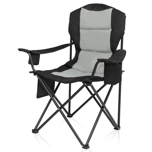 Folding Camping Chair, Ultralight Outdoor Portable Chair with Cup Holder and Carry Bag, Padded Armrest Oversized Camping Chair, Collapsible Lawn Chair for BBQ, Beach, Hiking, Picnic