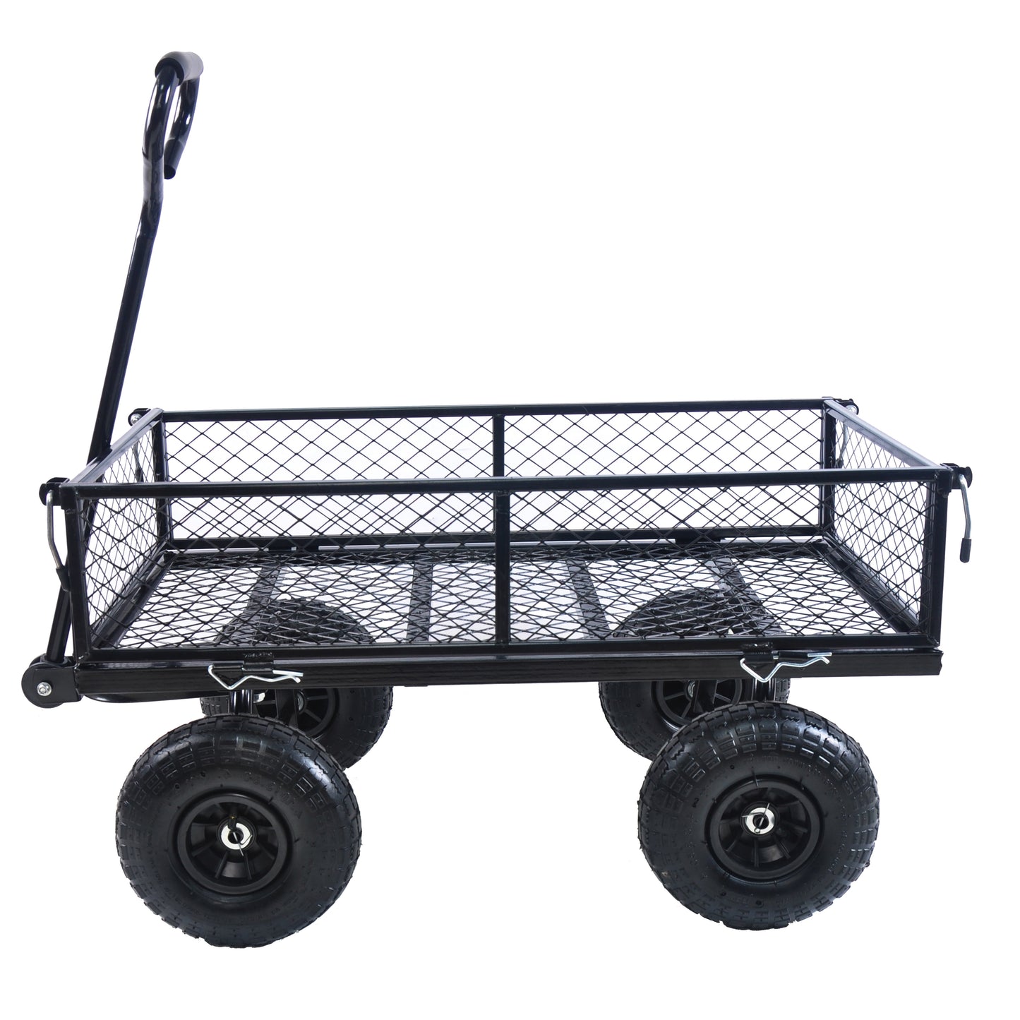 Steel Garden Cart, Heavy Duty 1200 lbs Capacity Utility Wagon with Removable Sides, All Terrain Mesh Versatile Wagon