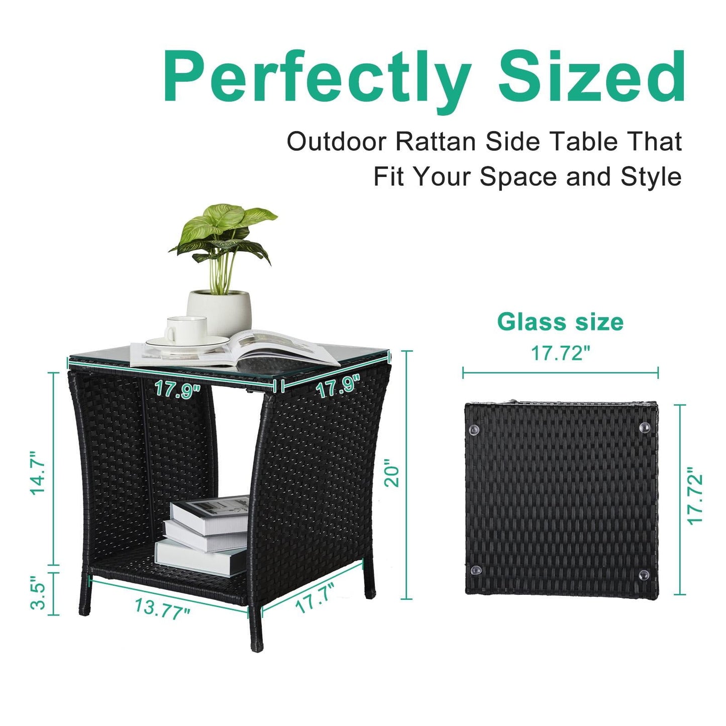 Patio Side Table, Outdoor Side Table, Weather Resistant Side Table for Garden, Deck, Balcony, Backyard