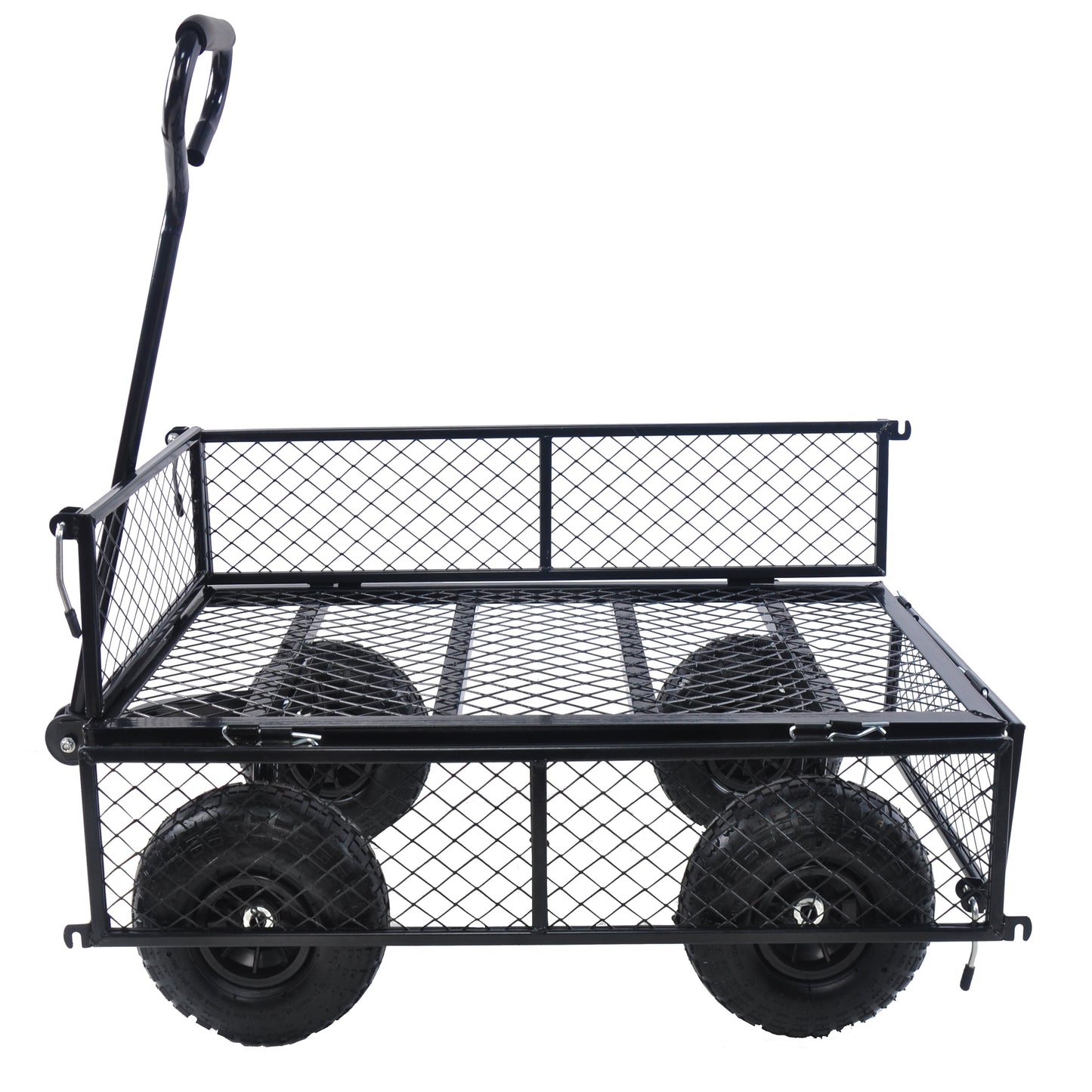 Steel Garden Cart, Heavy Duty 1200 lbs Capacity Utility Wagon with Removable Sides, All Terrain Mesh Versatile Wagon