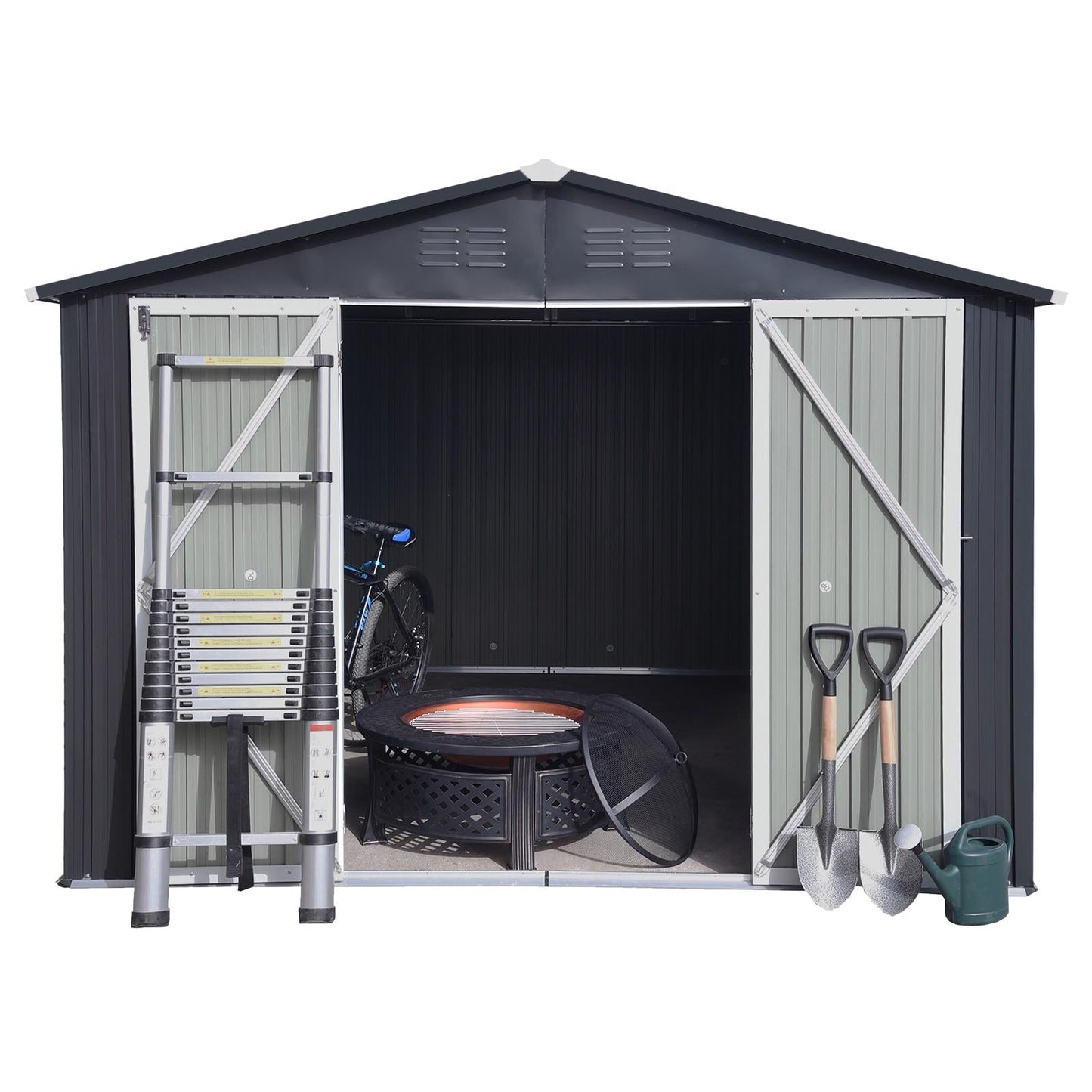 10' x 8' Metal Outdoor Storage Shed, Large Sheds and Outdoor Storage House with Lockable Door, Garden Storage Shed Pet House for Lawnmower, Garden Tools, Bike, Garage