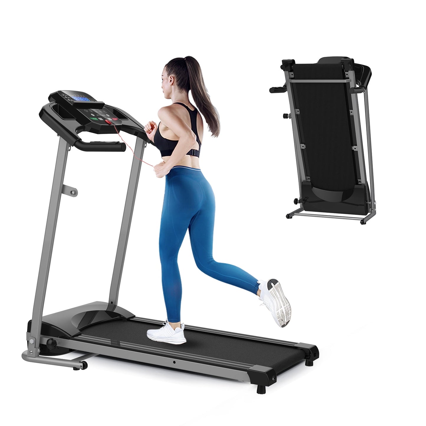 2.5HP Folding Treadmill with Incline, Electric Treadmill with Bluetooth, Speakers, LCD Display, 0.5-8.5 MPH Electric Running Machine