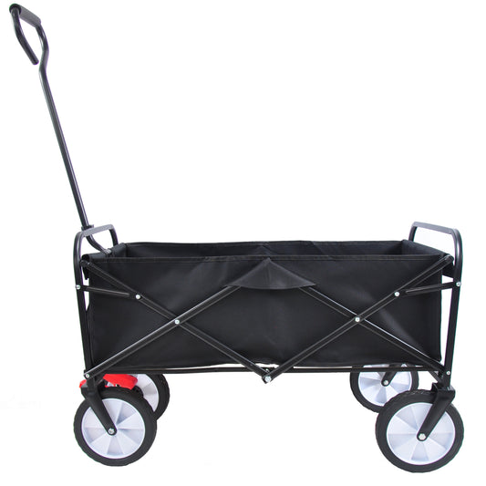 Folding Wagon Cart, Heavy Duty Collapsible Utility Wagon, Beach Wagon with Telescoping Handle, All-Terrain Wheels Utility Wagon for Patio Camping Garden Beach Shopping