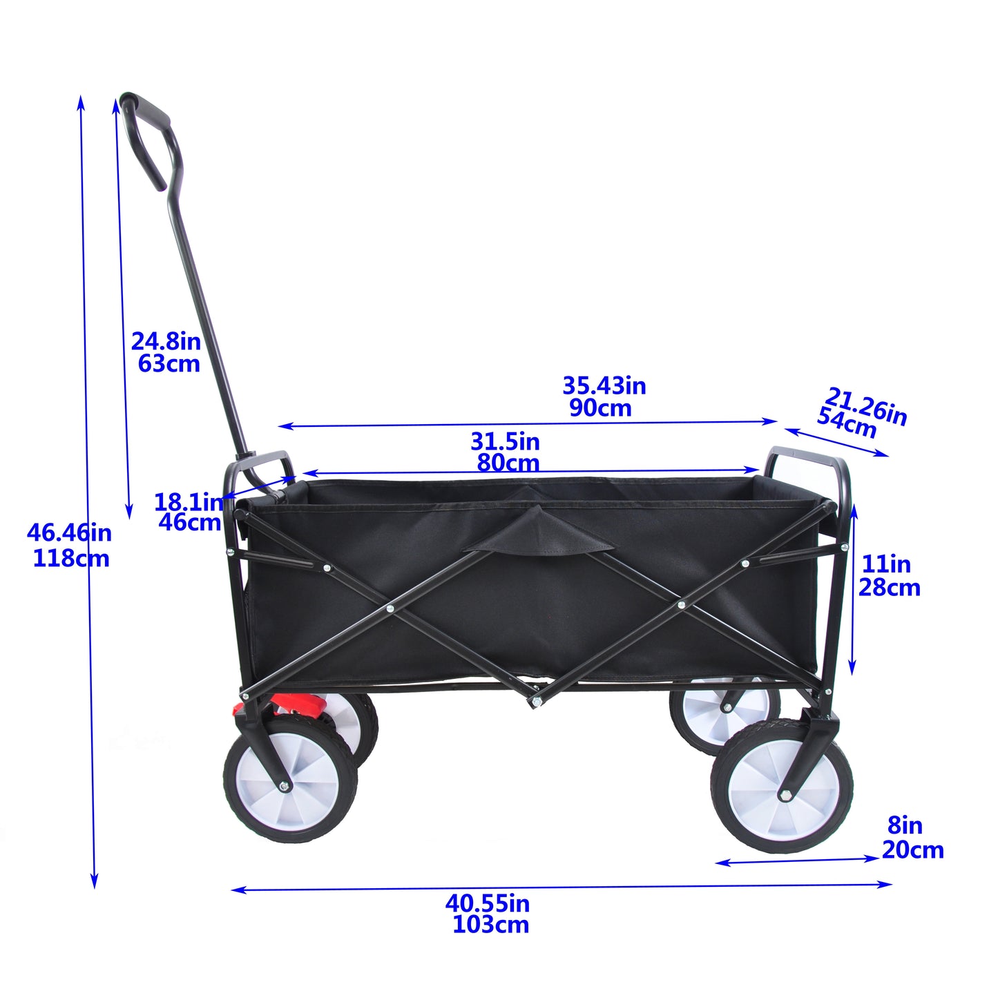 Utility Garden Wagon, Heavy Duty Collapsible Wagon, All Terrain Wheels Beach Wagon, Adjustable Handles and 600D polyester Fabric,